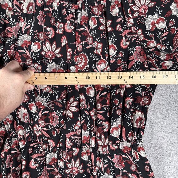 Talbots Midi Fit N Flare Dress Women’s Size MP Black Floral Balloon Long Sleeve - Picture 6 of 14